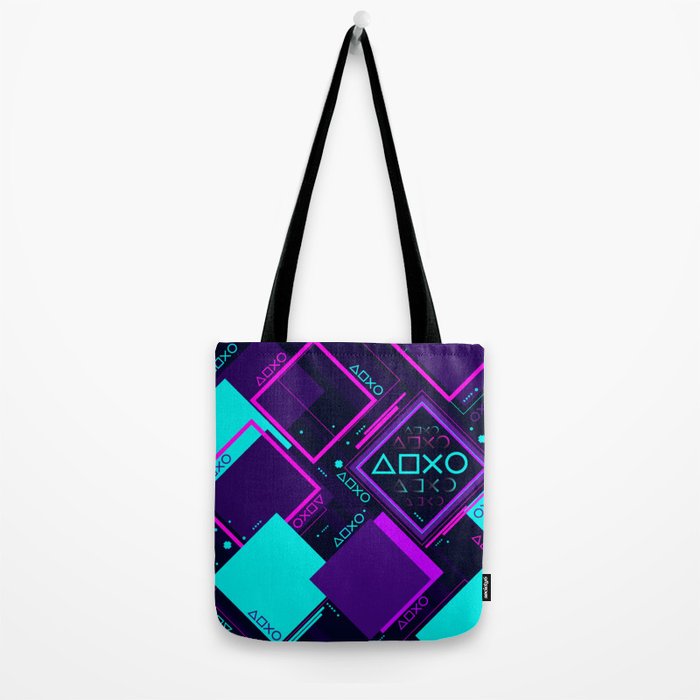 Neon Geometric Vaporwave Tote Bag Gallery Image 2