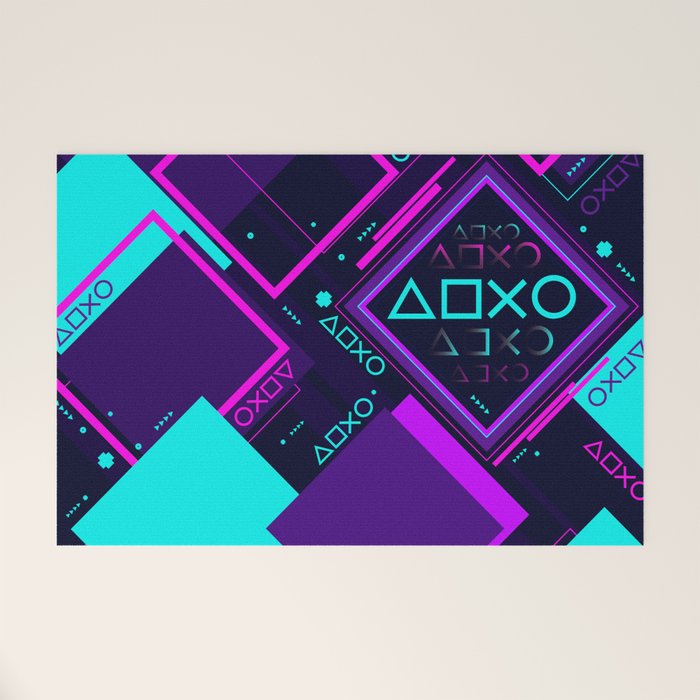 Neon Geometric Vaporwave Welcome Mat Gallery Image 1