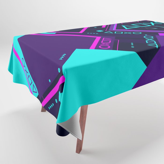 Neon Geometric Vaporwave Tablecloth Gallery Image 1
