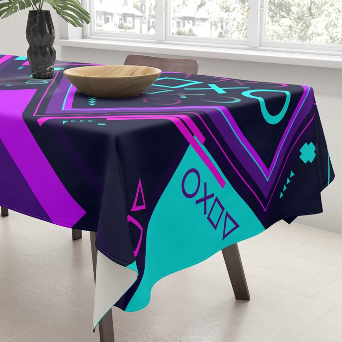 Neon Geometric Vaporwave Tablecloth Gallery Image 3