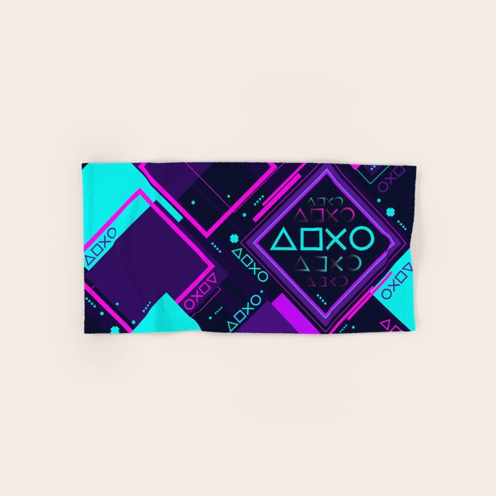 Neon Geometric Vaporwave Bath Towel Gallery Image 1