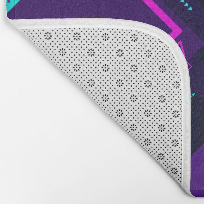 Neon Geometric Vaporwave Bath Mat Gallery Image 2