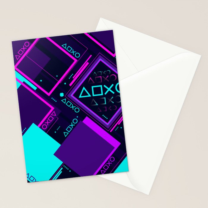 Neon Geometric Vaporwave Stationery Card Gallery Image 2