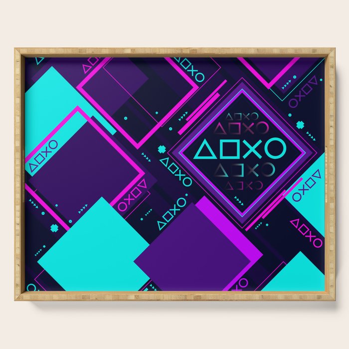 Neon Geometric Vaporwave Serving Tray Gallery Image 1