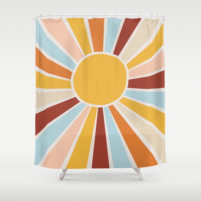 Retro Sunrise Shower Curtain Gallery Image 1
