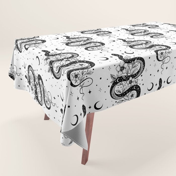 Serpent Spell -Black and White Tablecloth Gallery Image 1