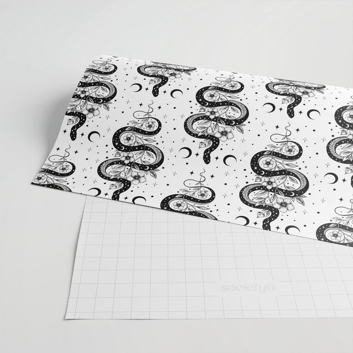 Serpent Spell -Black and White Wrapping Paper Gallery Image 2