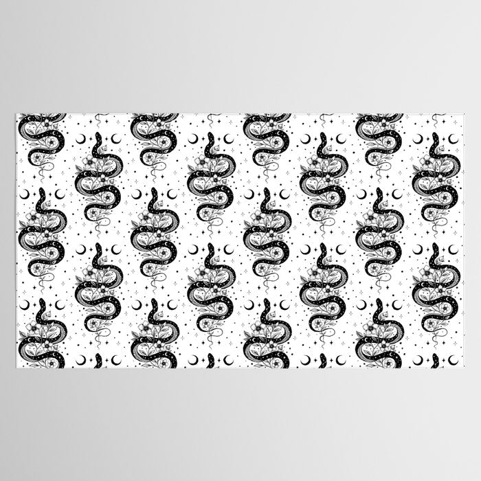 Serpent Spell -Black and White Tablecloth Gallery Image 2