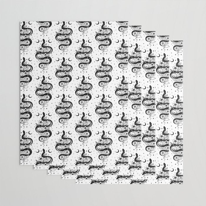 Serpent Spell -Black and White Wrapping Paper Gallery Image 3