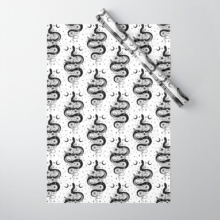 Serpent Spell -Black and White Wrapping Paper Gallery Image 1