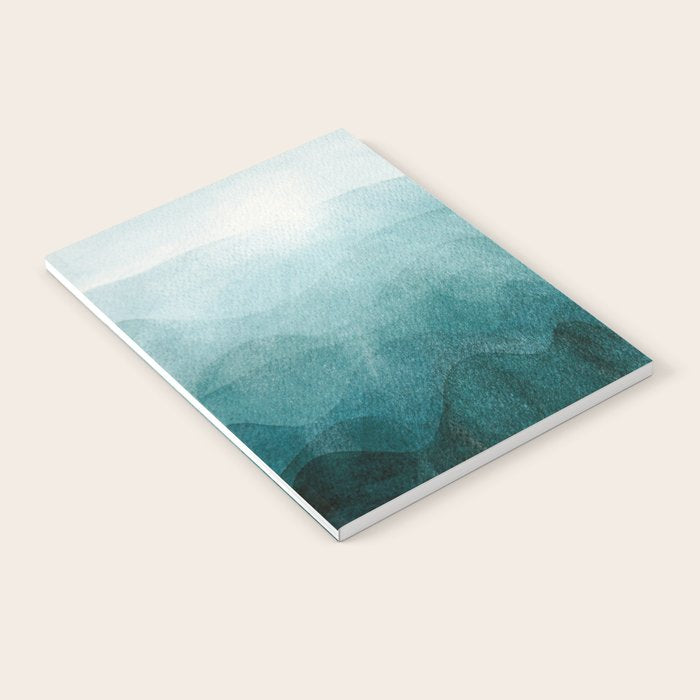 Sunrise in the mountains, dawn, teal, abstract watercolor Notebook Gallery Image 2
