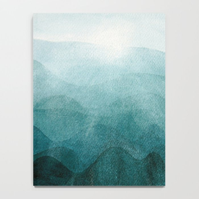 Sunrise in the mountains, dawn, teal, abstract watercolor Notebook Gallery Image 4