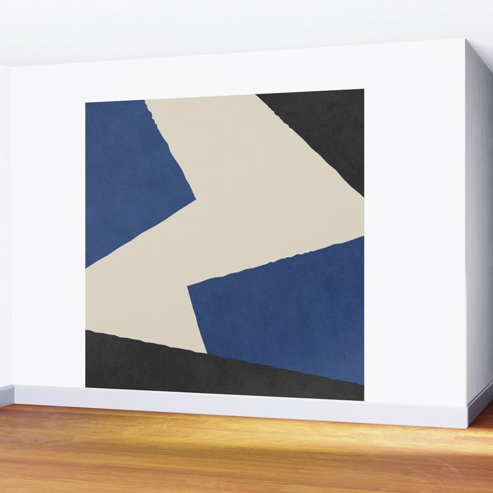 Graphic Edge Shapes - Bleu Navy Wall Mural Gallery Image 2