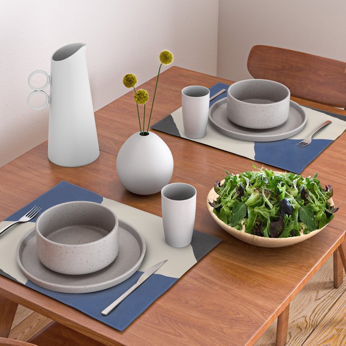 Graphic Edge Shapes - Bleu Navy Placemat Gallery Image 2