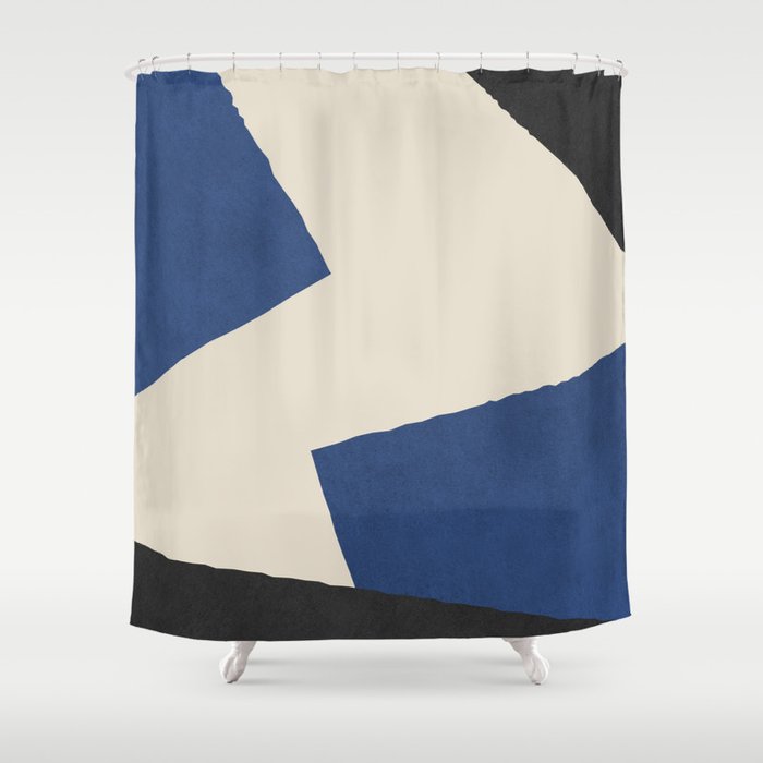 Graphic Edge Shapes - Bleu Navy Shower Curtain Gallery Image 1