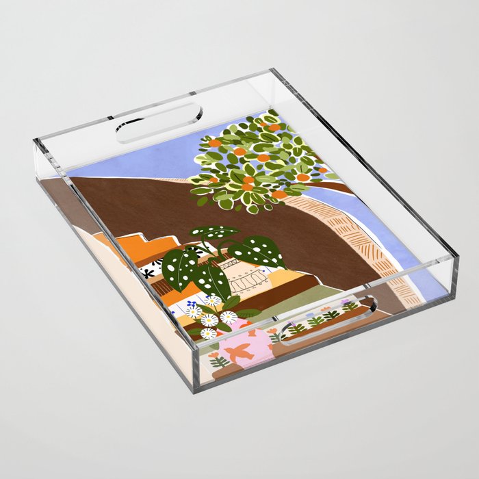 Orange Tree Blue Sky Acrylic Tray Gallery Image 1