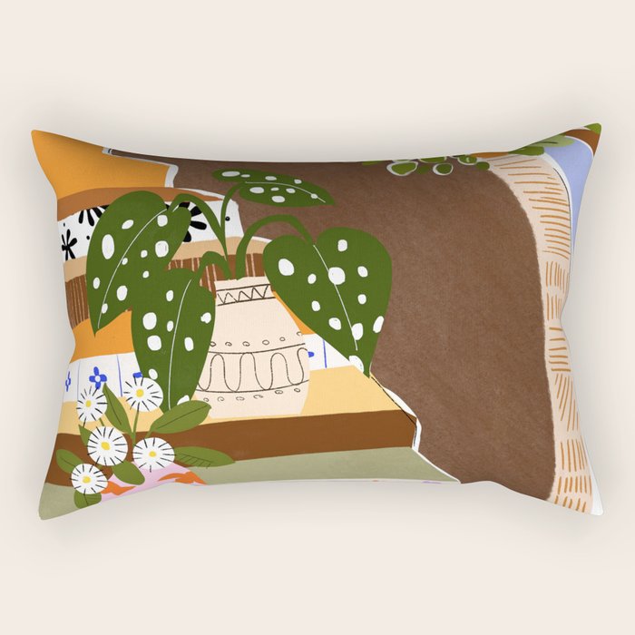 Orange Tree Blue Sky Rectangular Pillow Gallery Image 2