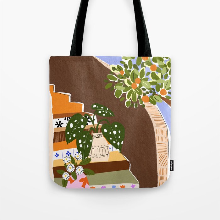 Orange Tree Blue Sky Tote Bag Gallery Image 1