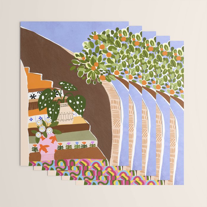 Orange Tree Blue Sky Wrapping Paper Gallery Image 3