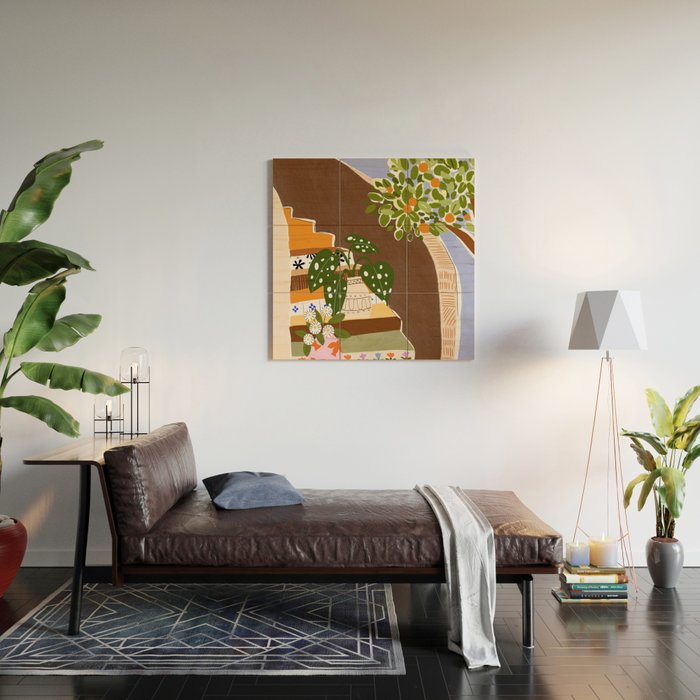 Orange Tree Blue Sky Wood Wall Art Gallery Image 2