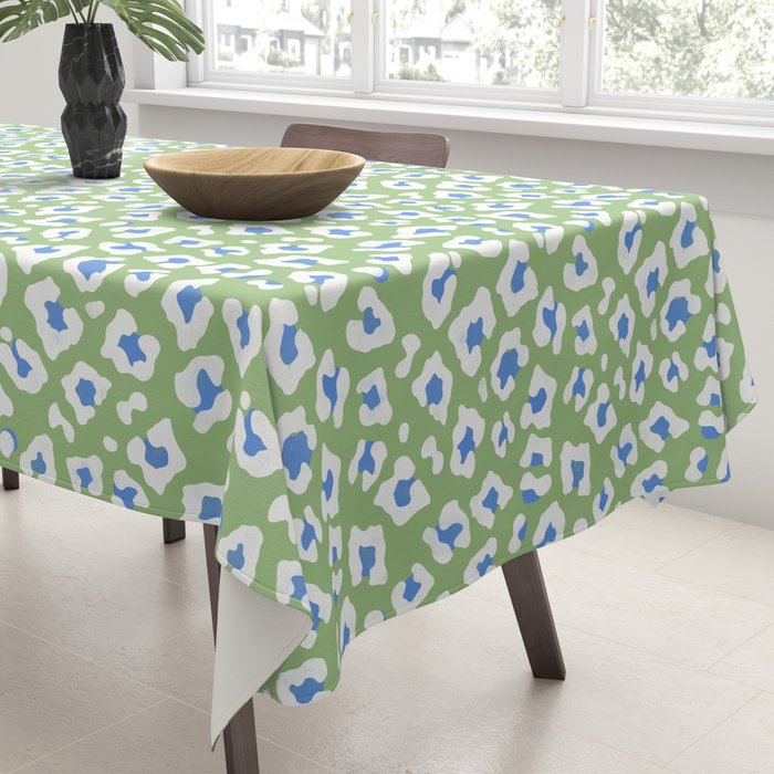 Dopamine Decor Leopard Print Blue And Green Tablecloth Gallery Image 3