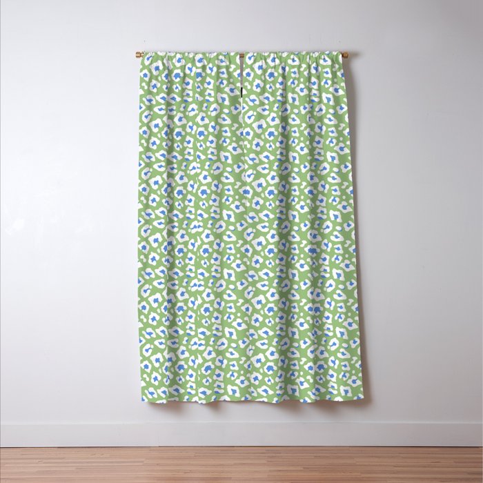 Dopamine Decor Leopard Print Blue And Green Window Curtain Gallery Image 3