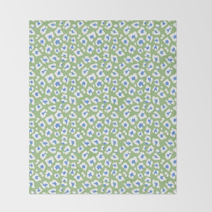 Dopamine Decor Leopard Print Blue And Green Throw Blanket Gallery Image 2