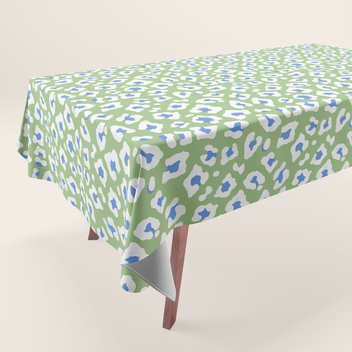 Dopamine Decor Leopard Print Blue And Green Tablecloth Gallery Image 1