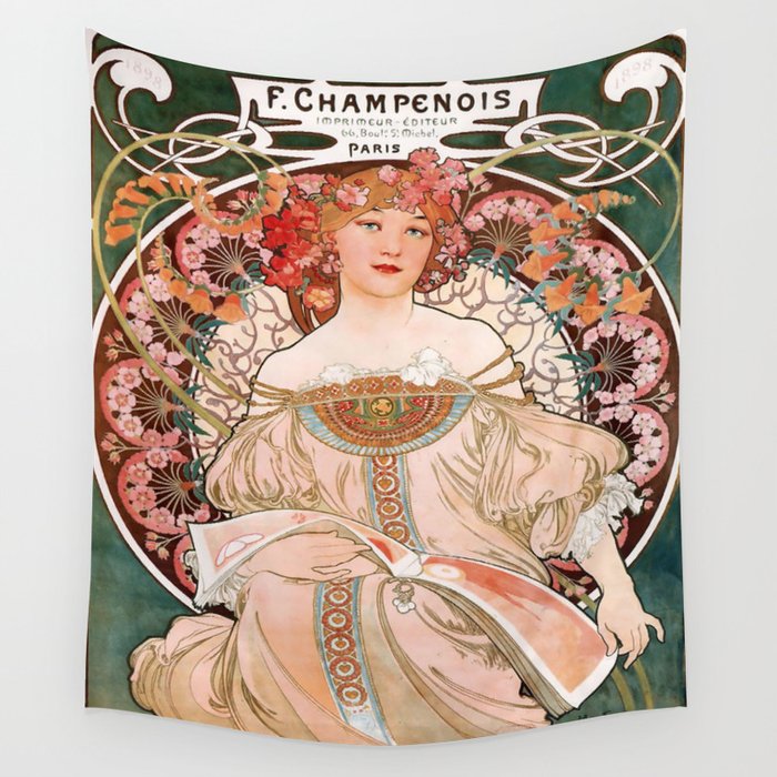 Alphonse Mucha F. Champenois Imprimeur-Éditeur  Wall Tapestry Gallery Image 1