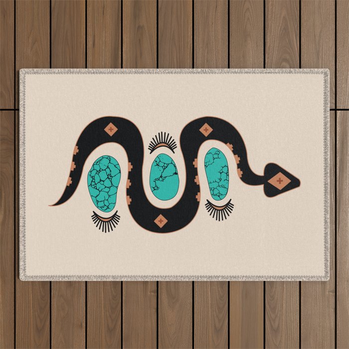 Southwestern Slither in Black Outdoor Rug Gallery Image 1
