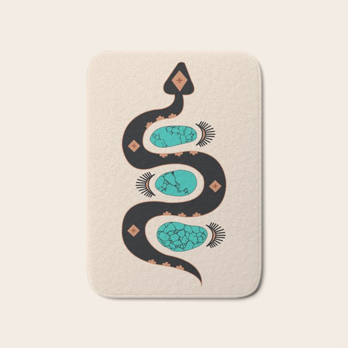 Southwestern Slither in Black Bath Mat Gallery Image 1