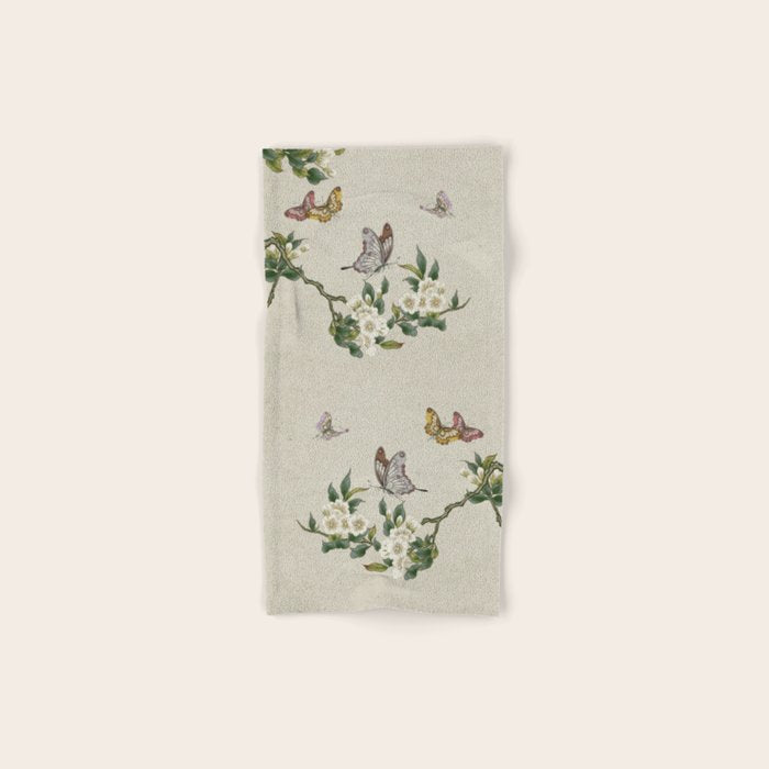 Pear flowers and butterflies type A - Minhwa : Koreafolkpainting Bath Towel Gallery Image 1