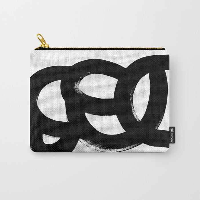 Black & White Minimalist Abstract Mid century Ink Art Dark Brush Strokes Carry All Pouch Gallery Image 1