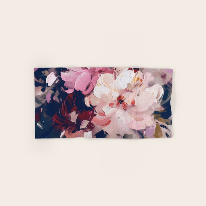 A Splash of Pink and Navy Flowery Art Bath Towel Gallery Image 1