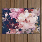 A Splash of Pink and Navy Flowery Art Outdoor Rug Gallery Image 1