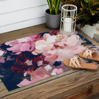 A Splash of Pink and Navy Flowery Art Outdoor Rug Gallery Image 2