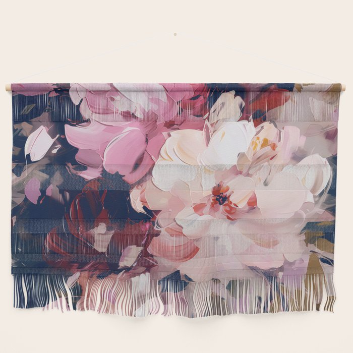 A Splash of Pink and Navy Flowery Art Wall Hanging Gallery Image 1
