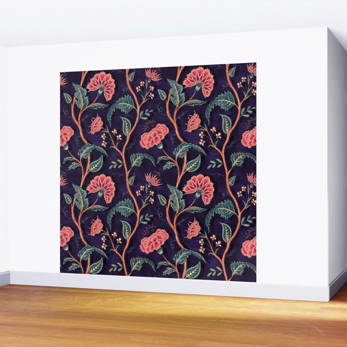 Indienne Vine - Deep Coral  Wall Mural Gallery Image 2