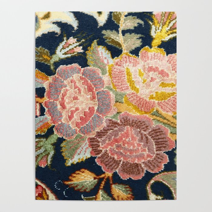 Tabriz Vintage Persian Floral Print Poster Gallery Image 1