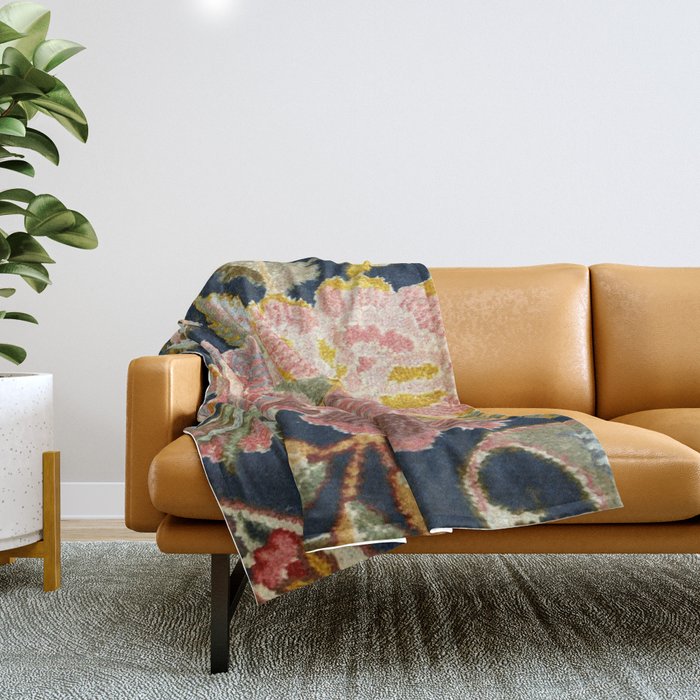 Tabriz Vintage Persian Floral Print Throw Blanket Gallery Image 1