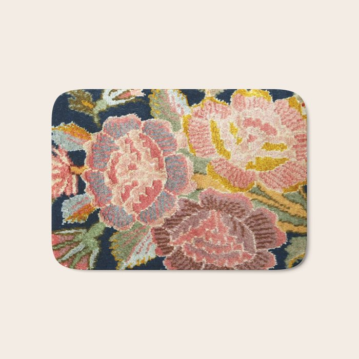 Tabriz Vintage Persian Floral Print Bath Mat Gallery Image 1