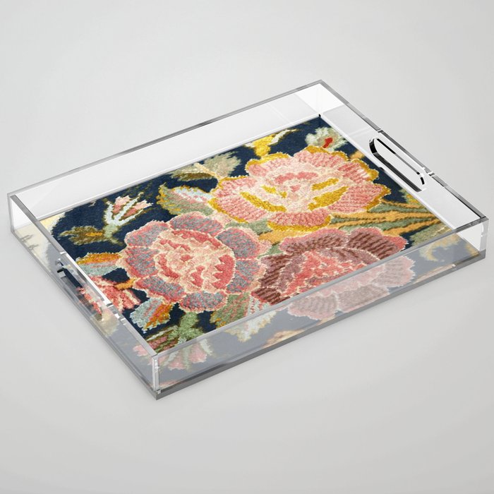 Tabriz Vintage Persian Floral Print Acrylic Tray Gallery Image 1
