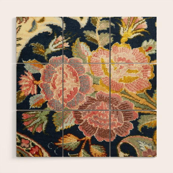 Tabriz Vintage Persian Floral Print Wood Wall Art Gallery Image 1