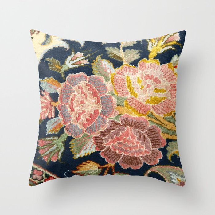 Tabriz Vintage Persian Floral Print Throw Pillow Gallery Image 1