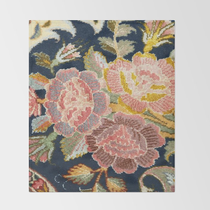 Tabriz Vintage Persian Floral Print Throw Blanket Gallery Image 2