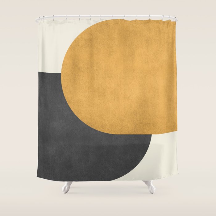 Halfmoon Colorblock - Gold Charcoal Shower Curtain Gallery Image 1