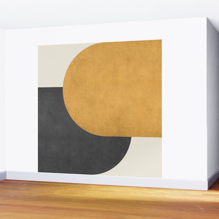 Halfmoon Colorblock - Gold Charcoal Wall Mural Gallery Image 2
