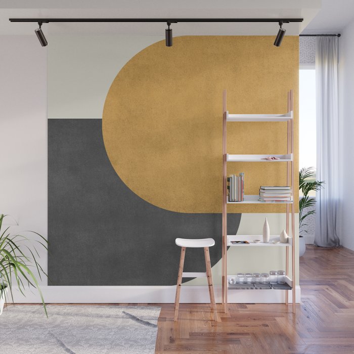 Halfmoon Colorblock - Gold Charcoal Wall Mural Gallery Image 1