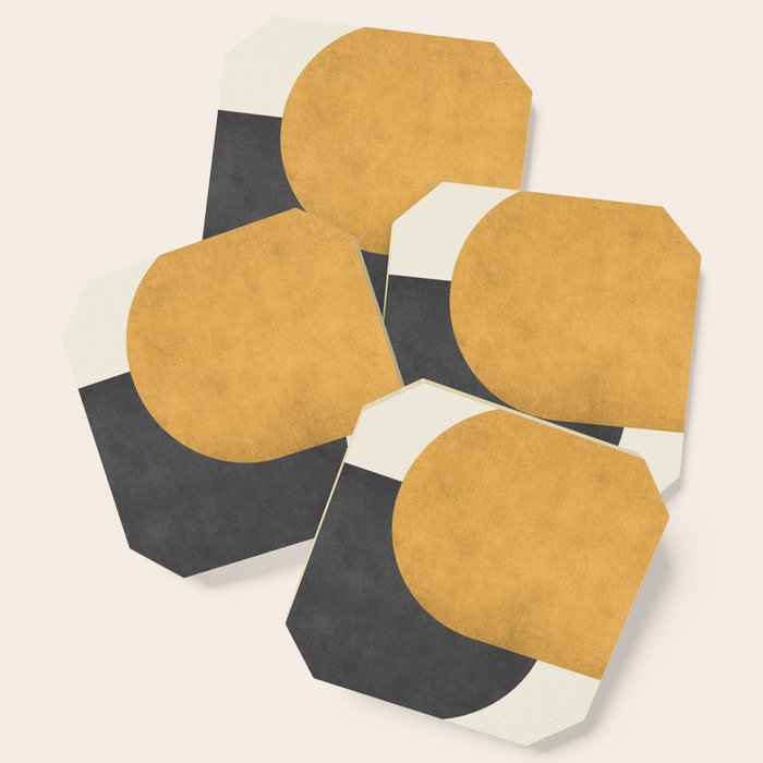 Halfmoon Colorblock - Gold Charcoal Coaster Gallery Image 1