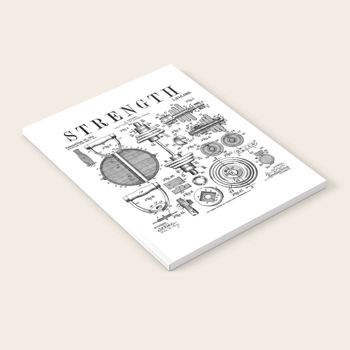 Gym Fitness Workout Dumbbell Kettlebell Vintage Patent Print Notebook Gallery Image 2